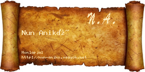 Nun Anikó névjegykártya
